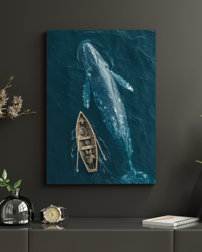 #19 Affiche Murale Baleine & Barque – Rencontre en Océan Profond