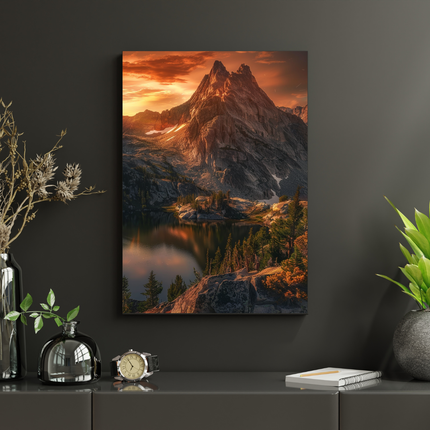 #130 Affiche Montagne Dorée – Paysage Alpin au Coucher du Soleil