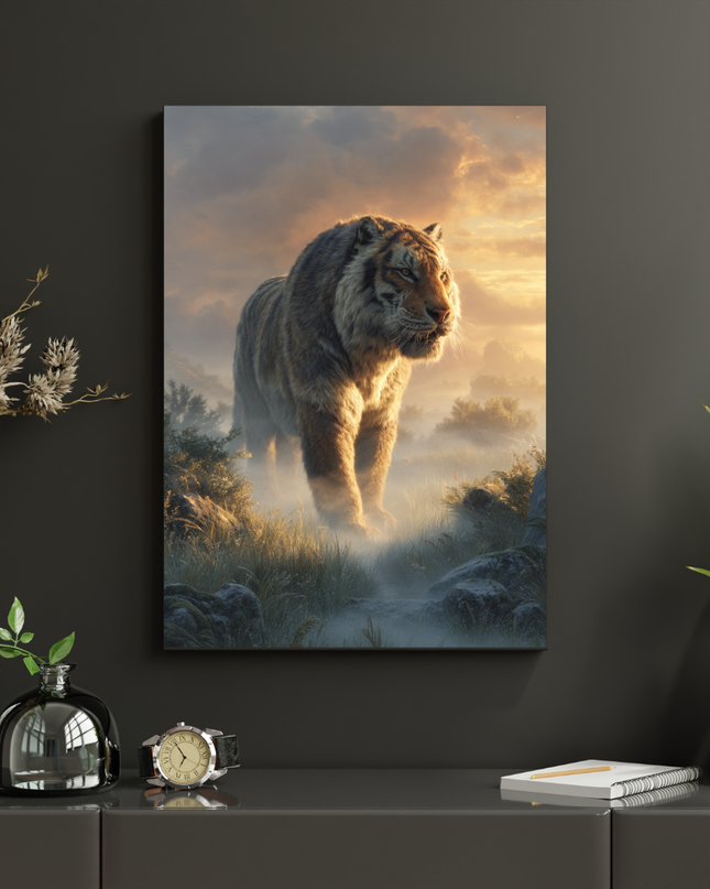 #180 Affiche murale Tigre majestueux au lever du jour – Poster animal sauvage