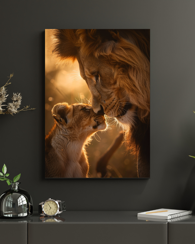 #120 Affiche Lion & Lionceau – Portrait Animalier Sauvage et Émotionnel