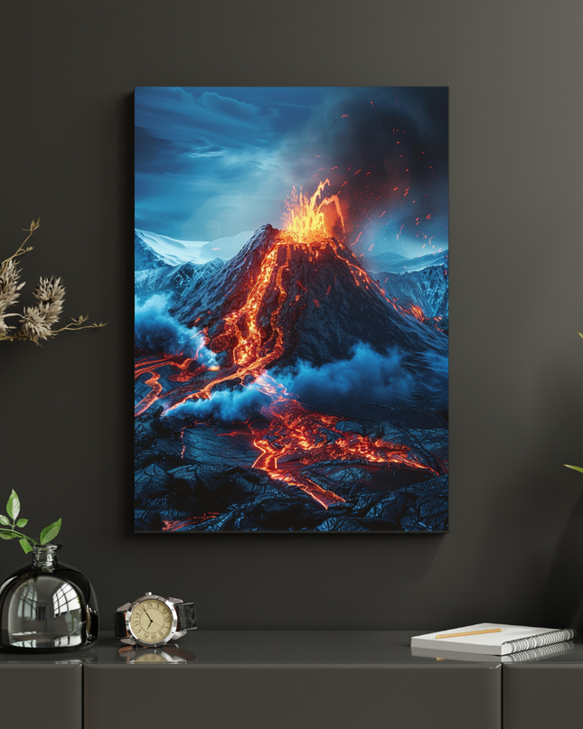 #171 Affiche Volcan en Éruption – Poster Paysage Nature & Puissance