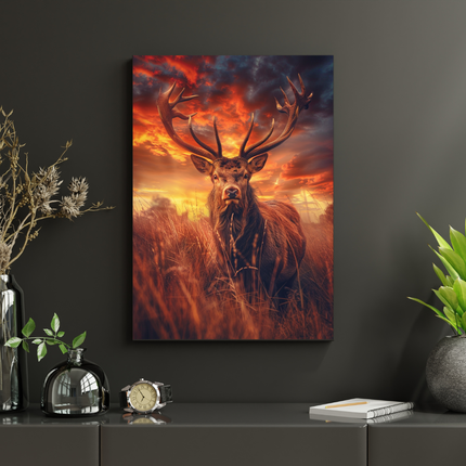 #131 Affiche Cerf Majestueux – Force Sauvage et Lumière du Crépuscule