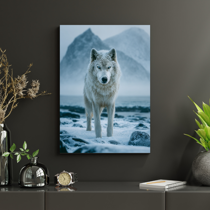 #182 Affiche murale Loup blanc arctique – Poster animal sauvage nordique