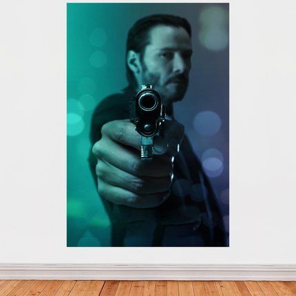 « John Wick » – Affiche néon intense et stylisée du tueur légendaire