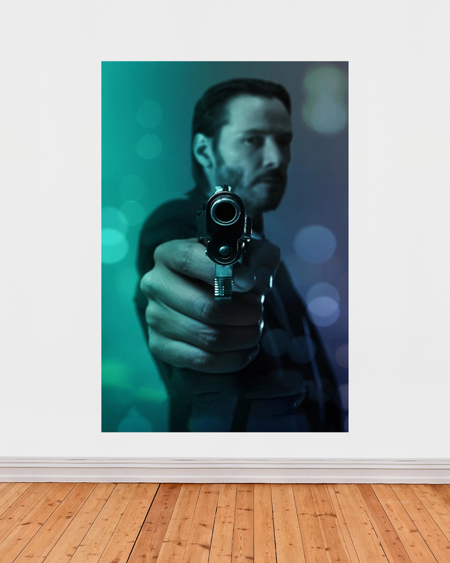 « John Wick » – Affiche néon intense et stylisée du tueur légendaire