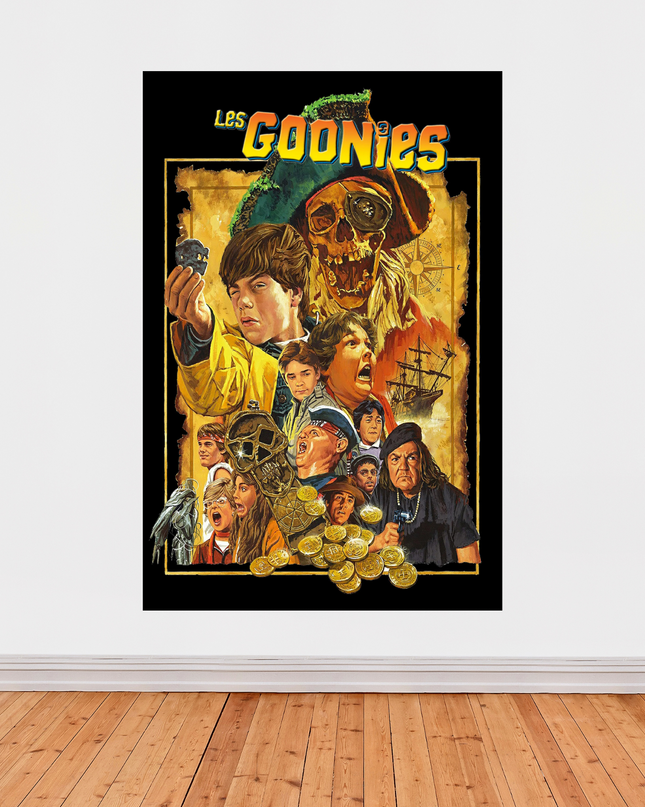 « Les Goonies » – Affiche vintage illustrée du film d’aventure culte