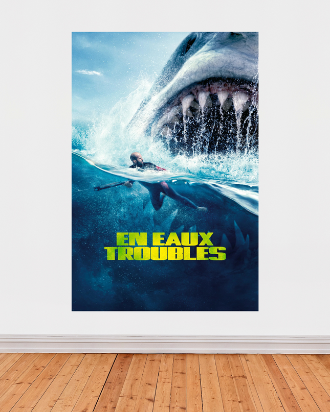 « En eaux troubles » – Affiche cinéma avec Jason Statham et le Mégalodon