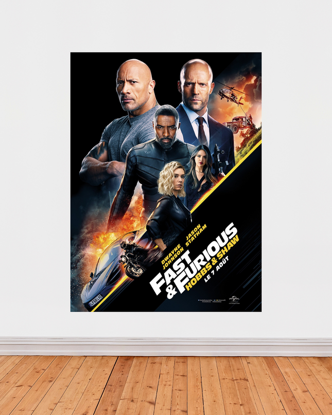 Affiche « Fast & Furious : Hobbs & Shaw » – Film d’action explosif (2019)