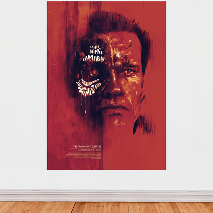 « Terminator 2 : Judgment Day » – Affiche artistique rouge intense