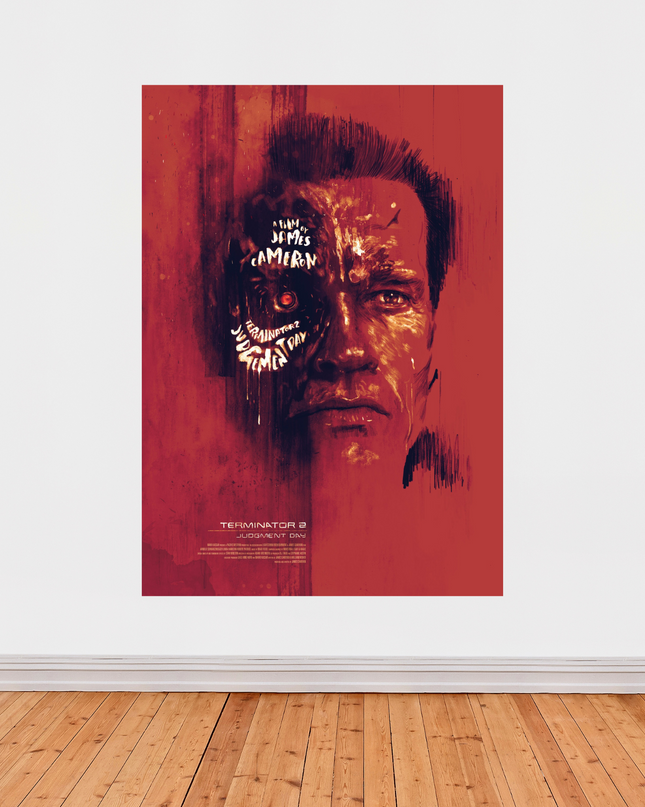 « Terminator 2 : Judgment Day » – Affiche artistique rouge intense