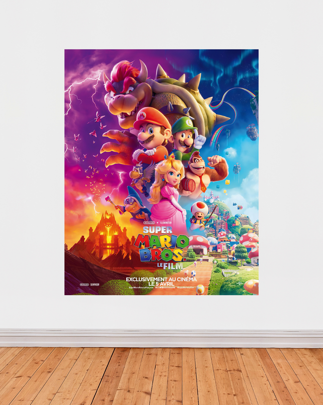 Affiche « Super Mario Bros – Le Film » (2023) – Univers Nintendo en couleurs éclatantes