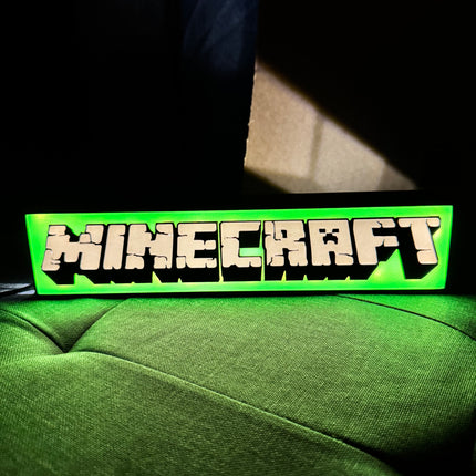 Lampe Minecraft - Lightbox 3D LED | Design Noir, Vert & Gris | USB