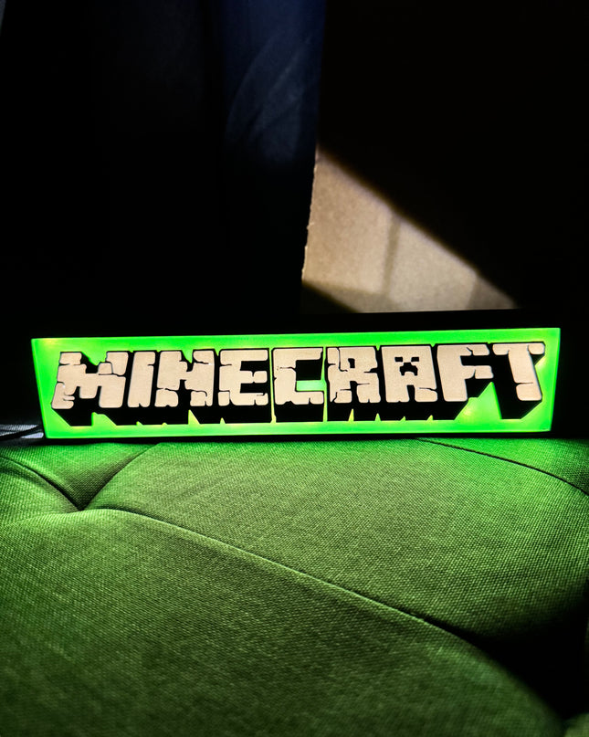 Lampe Minecraft - Lightbox 3D LED | Design Noir, Vert & Gris | USB