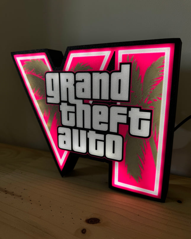 lampe LED gamer noire et blanche inspirée de GTA
