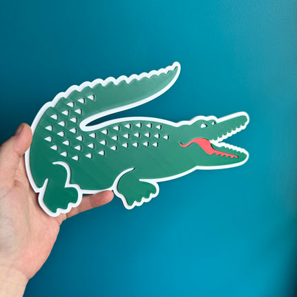Plaque murale 3D crocodile verte et blanche de 24 cm.

