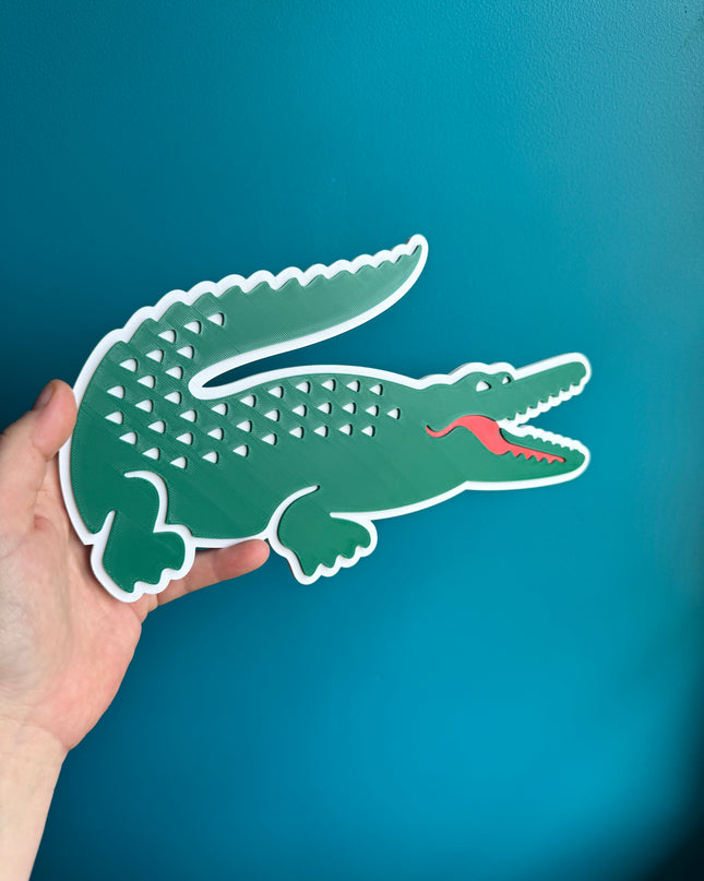 Plaque murale 3D crocodile verte et blanche de 24 cm.

