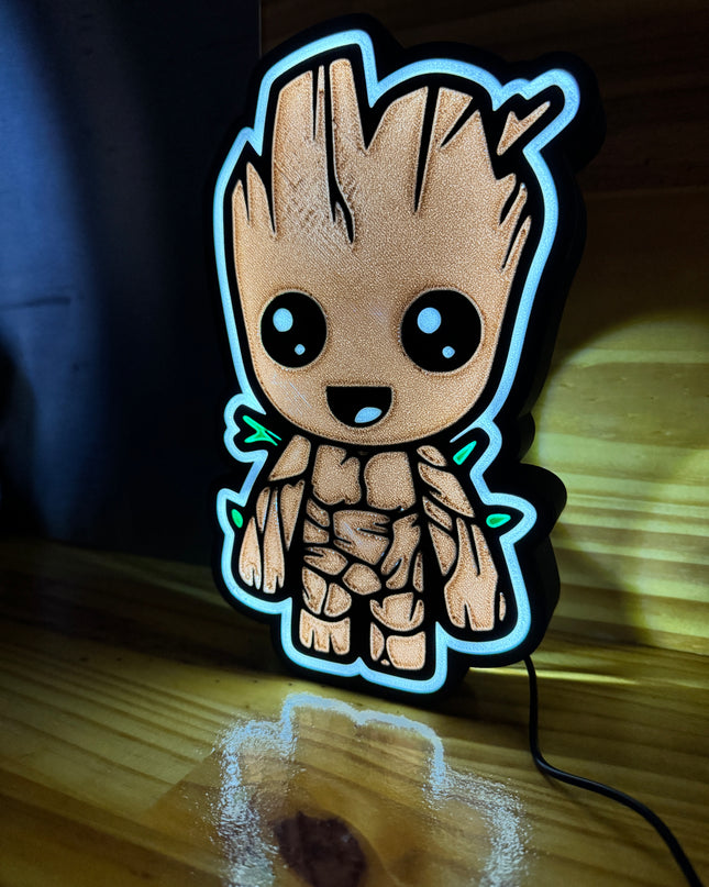 Lampe LED Groot sur fond noir
