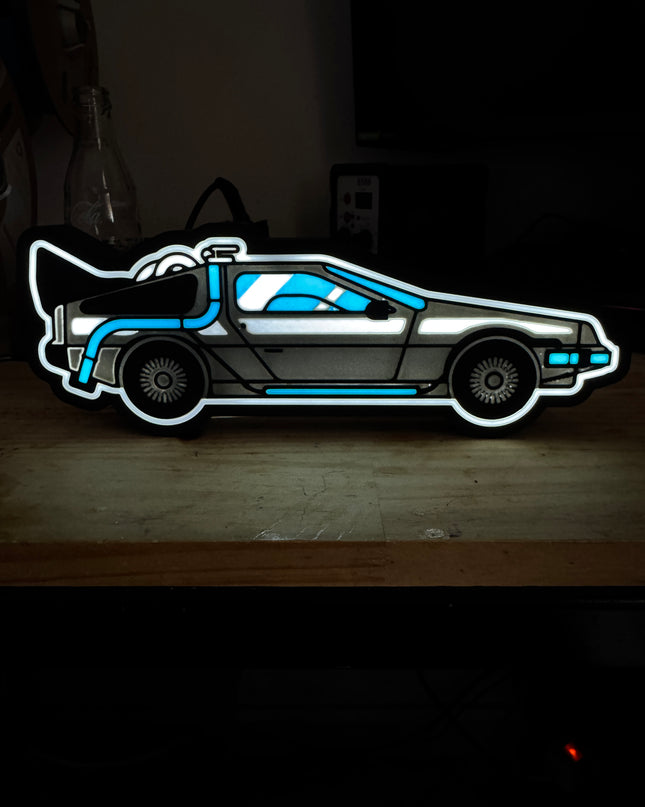 Lightbox 3D DeLorean rétro
