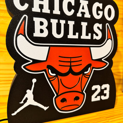 Lampe LED Chicago Bulls fond noir
