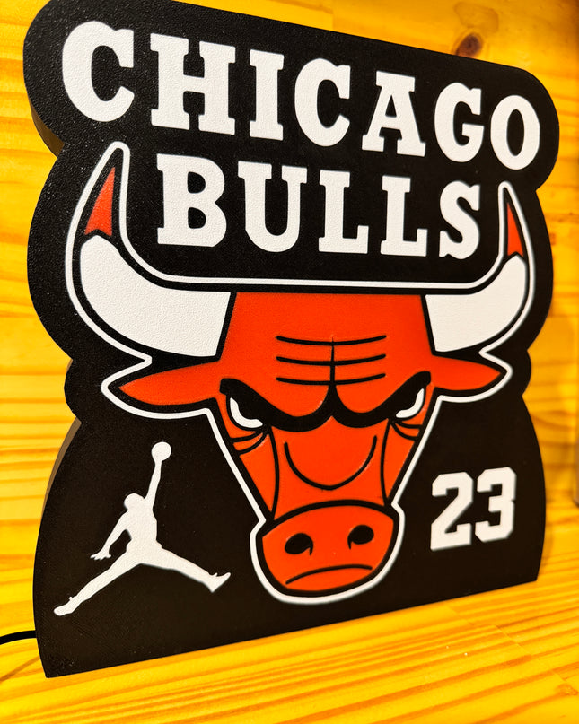 Lampe LED Chicago Bulls fond noir
