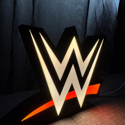 Lampe LED WWE logo fond noir
