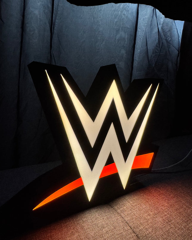 Lampe LED WWE logo fond noir
