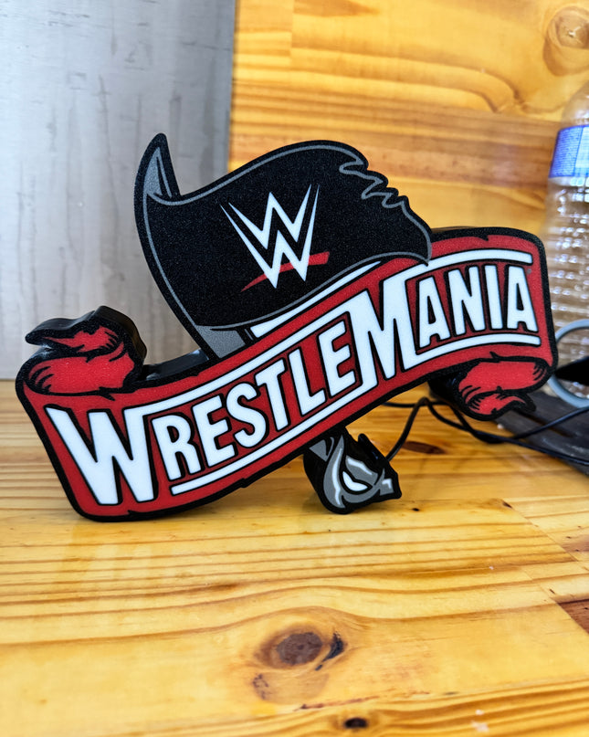 Lampe LED WrestleMania WWE fond noir
