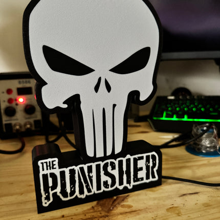 Lampe The Punisher - Lightbox 3D LED | Design Noir & Blanc | USB