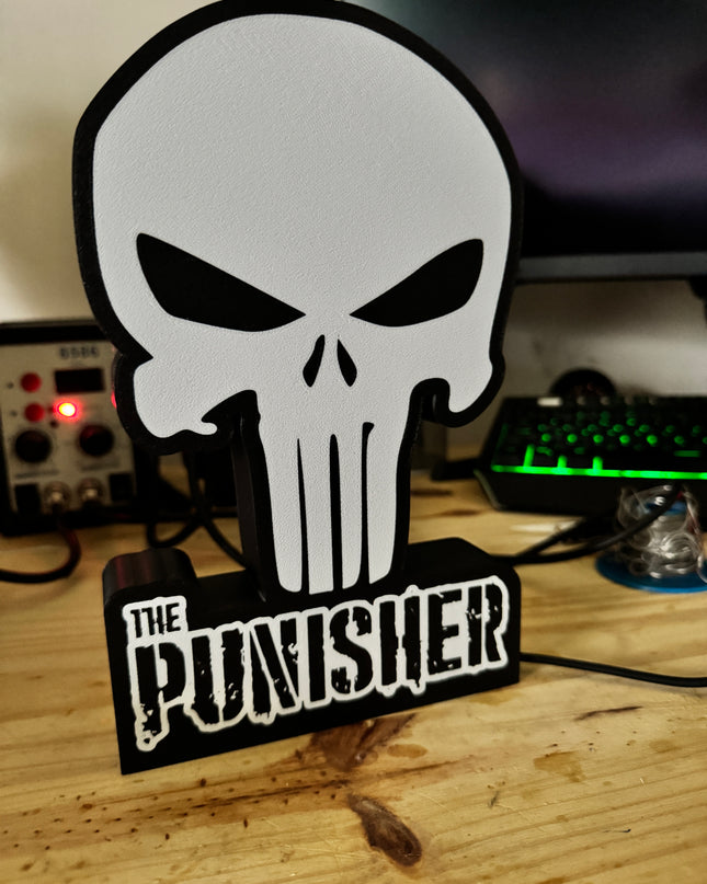 Lampe The Punisher - Lightbox 3D LED | Design Noir & Blanc | USB