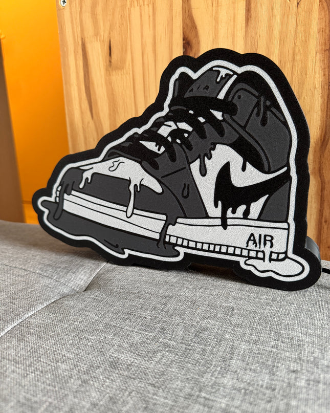Lampe Air Jordan - Lightbox 3D LED | Design Noir, Gris & Blanc | USB
