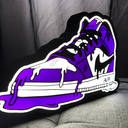 Lampe Air Jordan - Lightbox 3D LED | Design Noir, Blanc & Violet | USB