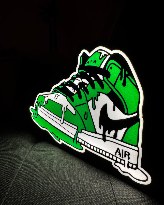 Lampe Air Jordan - Lightbox 3D LED | Design Noir, Blanc & Vert | USB