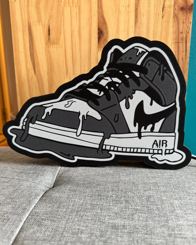 Lampe Air Jordan - Lightbox 3D LED | Design Noir, Gris & Blanc | USB