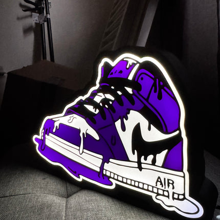 Lampe Air Jordan - Lightbox 3D LED | Design Noir, Blanc & Violet | USB