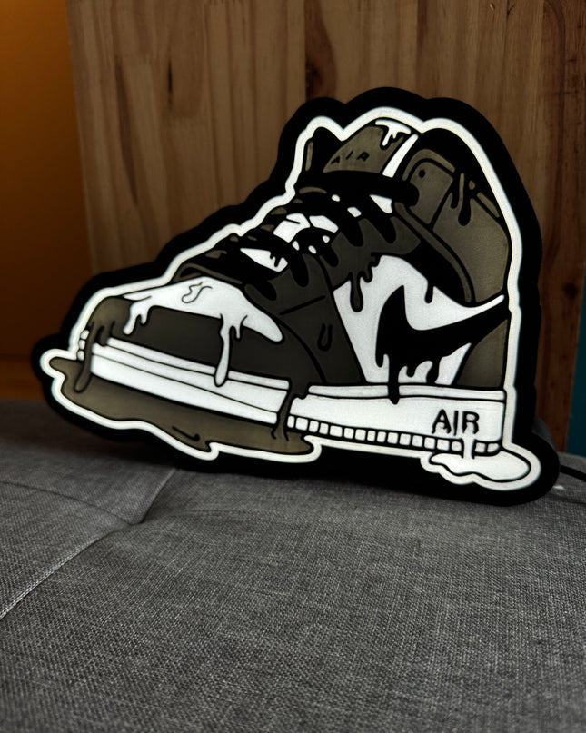 Lampe Air Jordan - Lightbox 3D LED | Design Noir, Gris & Blanc | USB