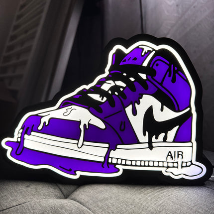 Lampe Air Jordan - Lightbox 3D LED | Design Noir, Blanc & Violet | USB