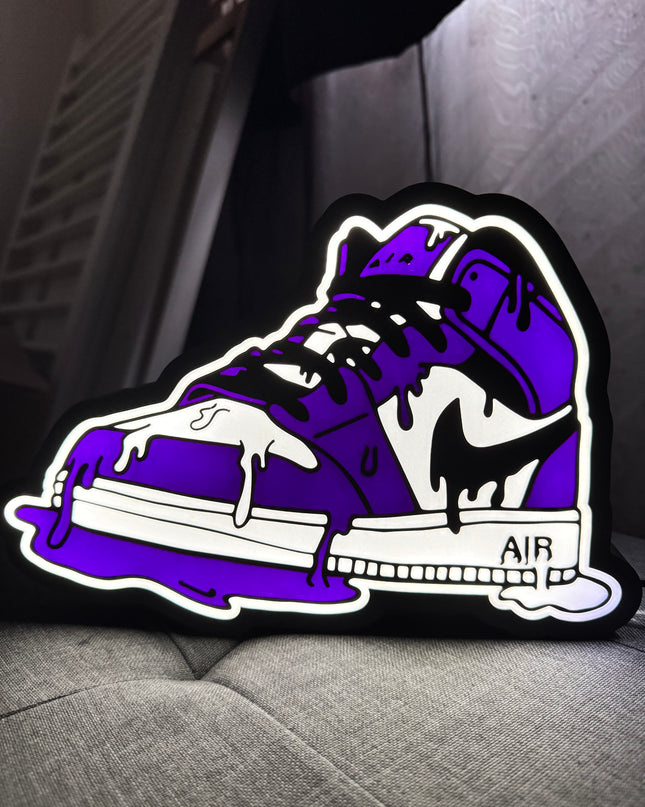 Lampe Air Jordan - Lightbox 3D LED | Design Noir, Blanc & Violet | USB