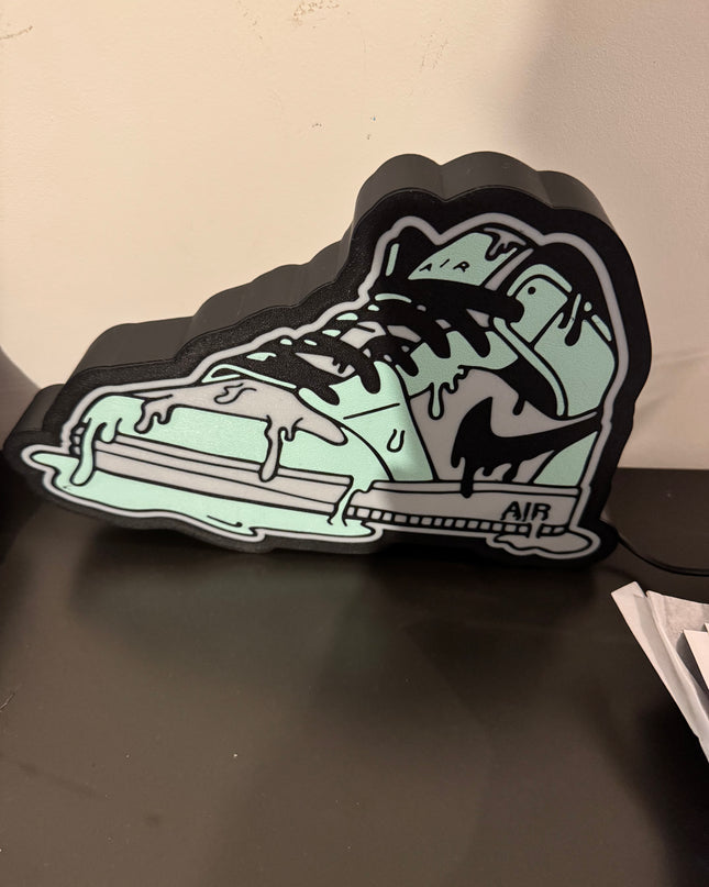Lampe Air Jordan - Lightbox 3D LED | Design Noir, Blanc & Vert | USB