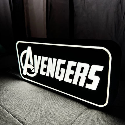 Lampe Avengers - Lightbox 3D LED | Design Noir & Blanc | USB