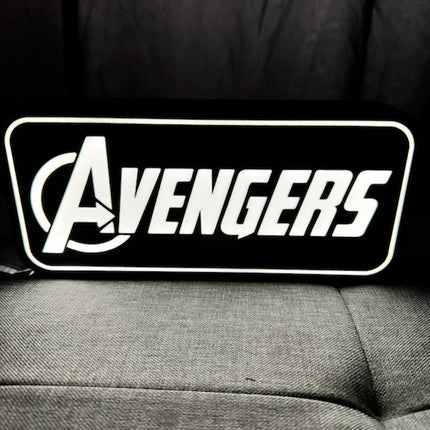 Lampe Avengers - Lightbox 3D LED | Design Noir & Blanc | USB