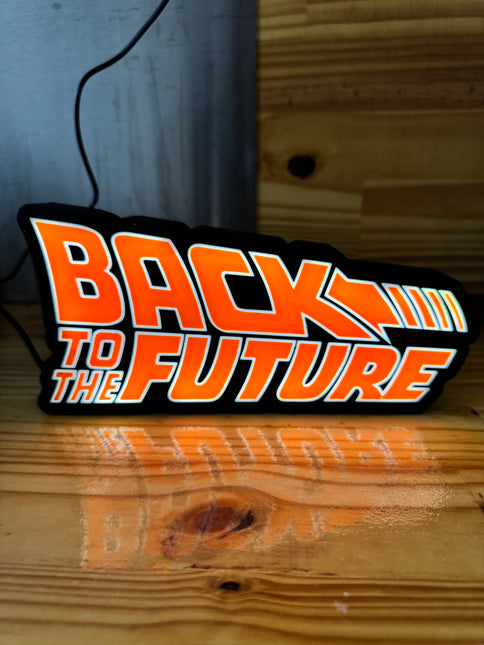 Lampe Back to the Future - Lightbox 3D LED | Design Noir, Orange & Blanc | USB