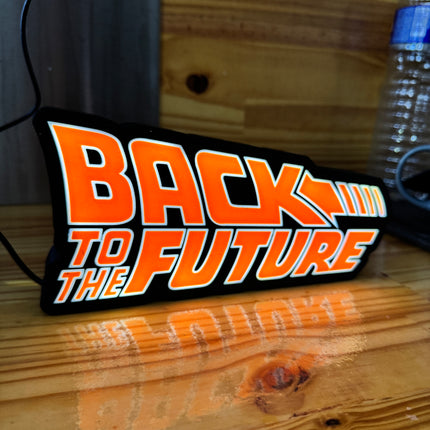 Lampe Back to the Future - Lightbox 3D LED | Design Noir, Orange & Blanc | USB