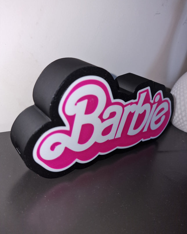 Lampe Barbie - Lightbox 3D LED | Design Noir, Rose & Blanc | USB