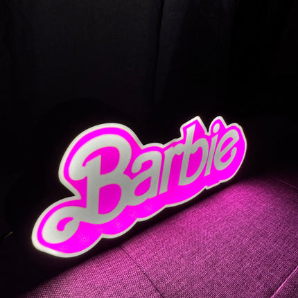 Lampe Barbie - Lightbox 3D LED | Design Noir, Rose & Blanc | USB
