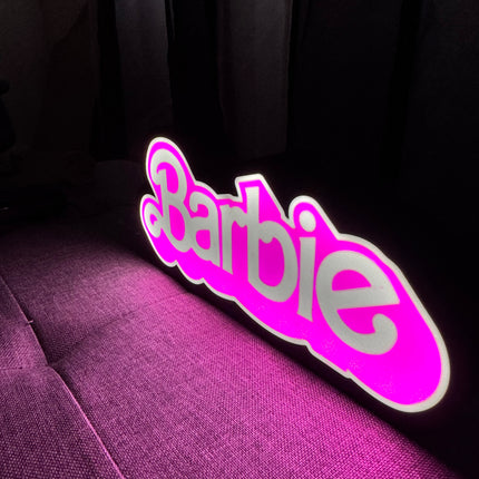 Lampe Barbie - Lightbox 3D LED | Design Noir, Rose & Blanc | USB