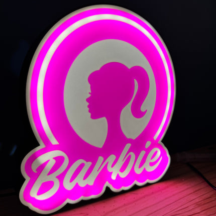 Lampe Barbie Ronde - Lightbox 3D LED | Design Noir, Blanc & Rose | USB