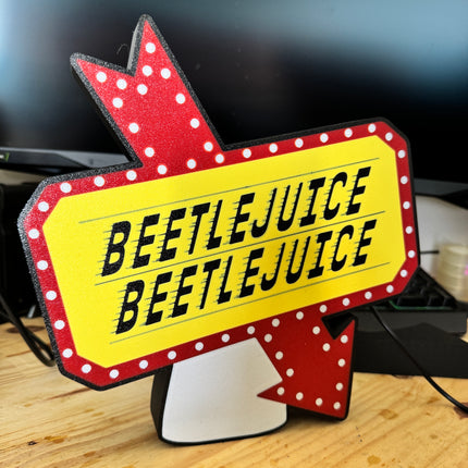 Lampe Beetlejuice - Lightbox 3D LED | Design Noir, Blanc, Rouge & Jaune | USB