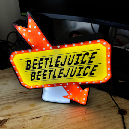 Lampe Beetlejuice - Lightbox 3D LED | Design Noir, Blanc, Rouge & Jaune | USB