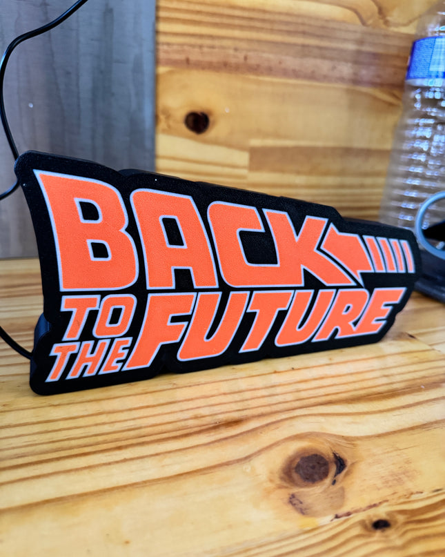 Lampe Back to the Future - Lightbox 3D LED | Design Noir, Orange & Blanc | USB