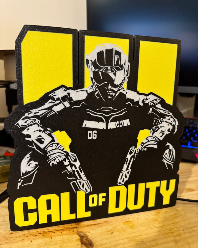 Lampe Call of Duty - Lightbox 3D LED | Design Noir, Jaune & Blanc | USB